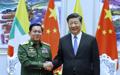 習近平會見緬甸國防軍總司令敏昂萊